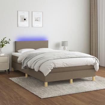 ARDEBO.de - Boxspringbett mit Matratze & LED Taupe 120x200 cm Stoff