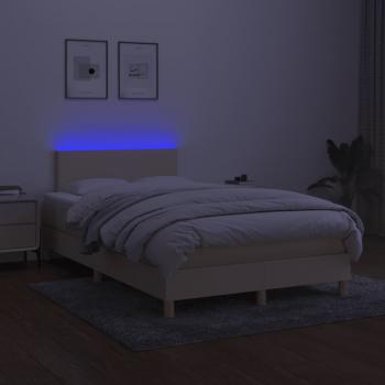 Boxspringbett mit Matratze & LED Creme 120x200 cm Stoff