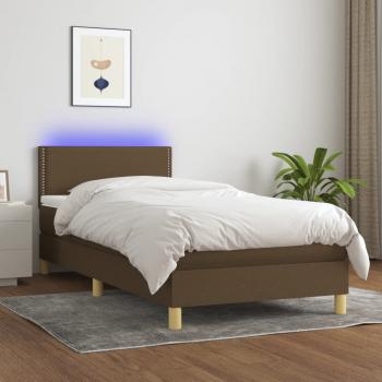 ARDEBO.de - Boxspringbett mit Matratze & LED Dunkelbraun 90x200 cm Stoff