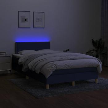 Boxspringbett mit Matratze & LED Blau 120x200 cm Stoff