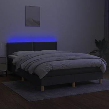 Boxspringbett mit Matratze & LED Dunkelgrau 140x200 cm Stoff