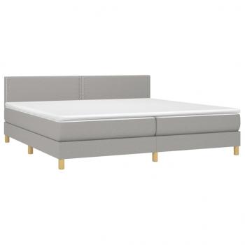 Boxspringbett mit Matratze & LED Hellgrau 200x200 cm Stoff