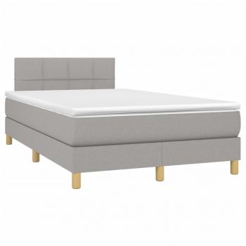 Boxspringbett mit Matratze & LED Hellgrau 120x200 cm Stoff