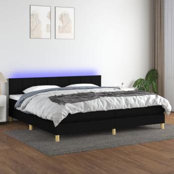 ARDEBO.de - Boxspringbett mit Matratze & LED Schwarz 200x200 cm Stoff