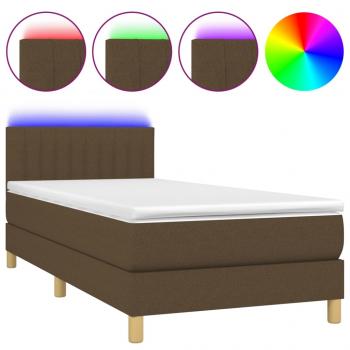 Boxspringbett mit Matratze & LED Dunkelbraun 100x200 cm Stoff