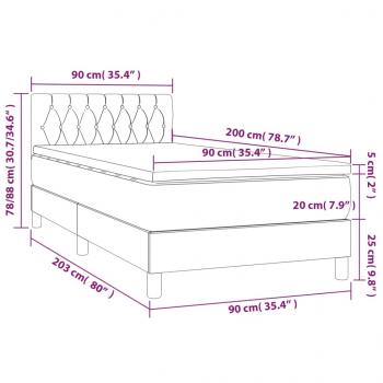 Boxspringbett mit Matratze & LED Dunkelgrau 90x200 cm Stoff