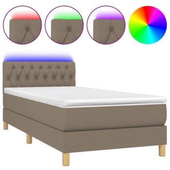 Boxspringbett mit Matratze & LED Taupe 90x200 cm Stoff 