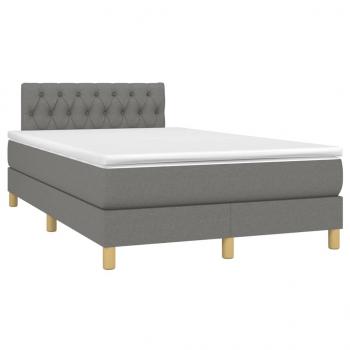 Boxspringbett mit Matratze & LED Dunkelgrau 120x200 cm Stoff 