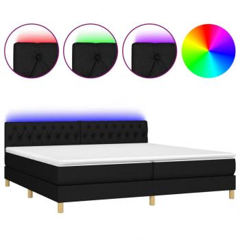 Boxspringbett mit Matratze & LED Schwarz 200x200 cm Stoff