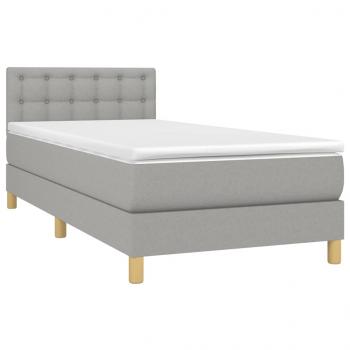 Boxspringbett mit Matratze & LED Hellgrau 90x200 cm Stoff