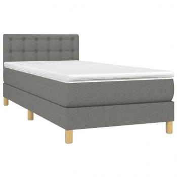 Boxspringbett mit Matratze & LED Dunkelgrau 90x200 cm Stoff