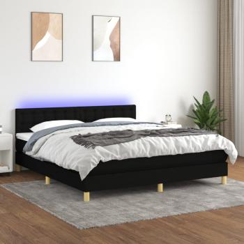 ARDEBO.de - Boxspringbett mit Matratze & LED Schwarz 180x200 cm Stoff 