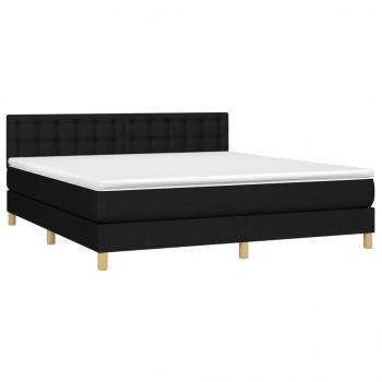 Boxspringbett mit Matratze & LED Schwarz 180x200 cm Stoff 