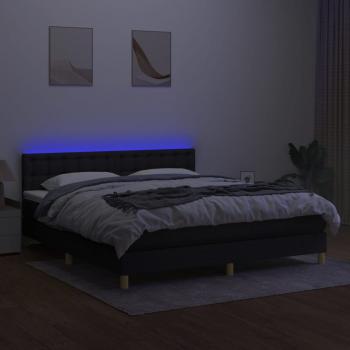 Boxspringbett mit Matratze & LED Schwarz 180x200 cm Stoff 