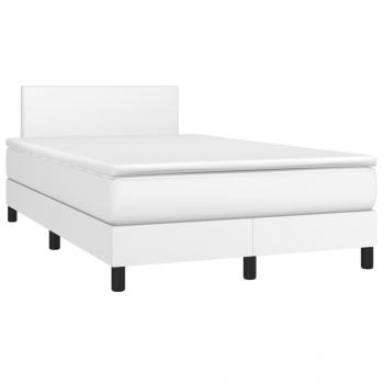 Boxspringbett mit Matratze & LED Weiß 120x200 cm Kunstleder