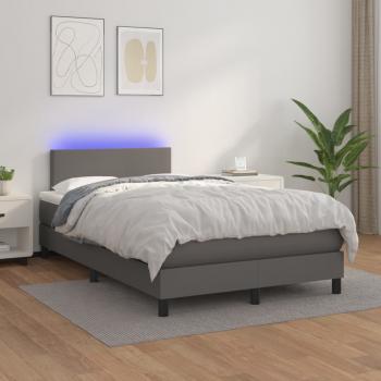 ARDEBO.de - Boxspringbett mit Matratze & LED Grau 120x200 cm Kunstleder