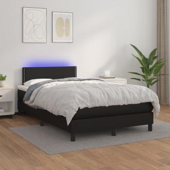 ARDEBO.de - Boxspringbett mit Matratze & LED Schwarz 120x200 cm Kunstleder