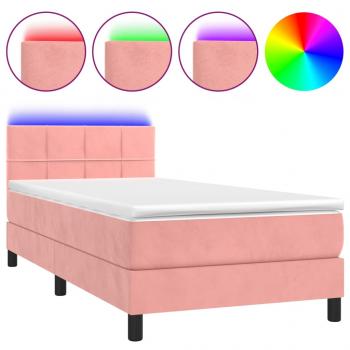 Boxspringbett mit Matratze & LED Rosa 100x200 cm Samt