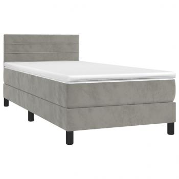 Boxspringbett mit Matratze & LED Hellgrau 100x200 cm Samt