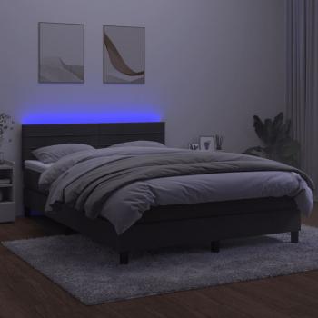 Boxspringbett mit Matratze & LED Dunkelgrau 140x190 cm Samt