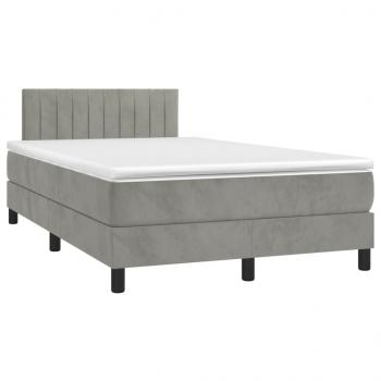 Boxspringbett mit Matratze & LED Hellgrau 120x200 cm Samt