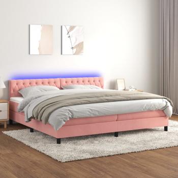 ARDEBO.de - Boxspringbett mit Matratze & LED Rosa 200x200 cm Samt