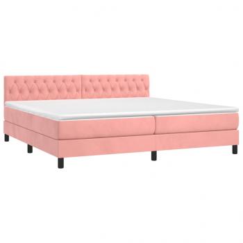 Boxspringbett mit Matratze & LED Rosa 200x200 cm Samt