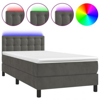 Boxspringbett mit Matratze & LED Dunkelgrau 100x200 cm Samt