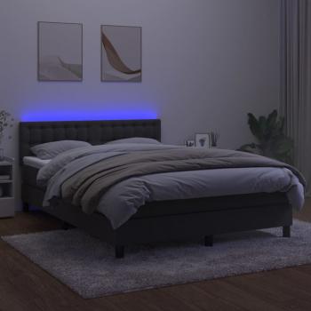 Boxspringbett mit Matratze & LED Dunkelgrau 140x190 cm Samt