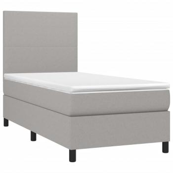 Boxspringbett mit Matratze & LED Hellgrau 80x200 cm Stoff