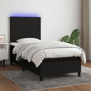 ARDEBO.de - Boxspringbett mit Matratze & LED Schwarz 80x200 cm Stoff