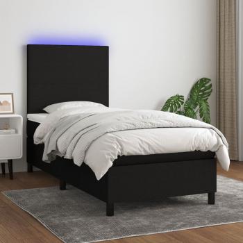 ARDEBO.de - Boxspringbett mit Matratze & LED Schwarz 90x200 cm Stoff