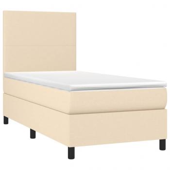 Boxspringbett mit Matratze & LED Creme 90x200 cm Stoff