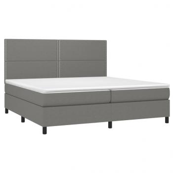 Boxspringbett mit Matratze & LED Dunkelgrau 200x200 cm Stoff