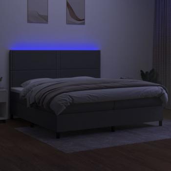 Boxspringbett mit Matratze & LED Dunkelgrau 200x200 cm Stoff