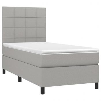 Boxspringbett mit Matratze & LED Hellgrau 80x200 cm Stoff