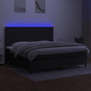 Boxspringbett mit Matratze & LED Schwarz 200x200 cm Stoff