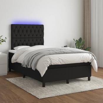 ARDEBO.de - Boxspringbett mit Matratze & LED Schwarz 120x200 cm Stoff