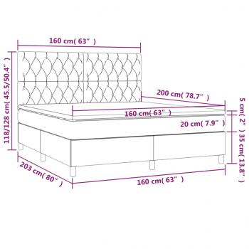 Boxspringbett mit Matratze & LED Schwarz 160x200 cm Stoff