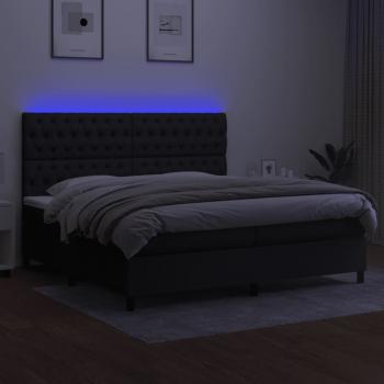 Boxspringbett mit Matratze & LED Schwarz 200x200 cm Stoff