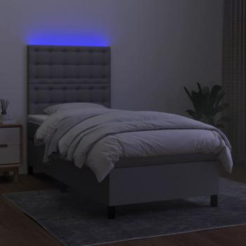 Boxspringbett mit Matratze & LED Hellgrau 90x200 cm Stoff