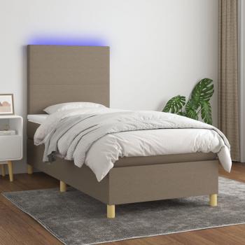 ARDEBO.de - Boxspringbett mit Matratze & LED Taupe 90x200 cm Stoff