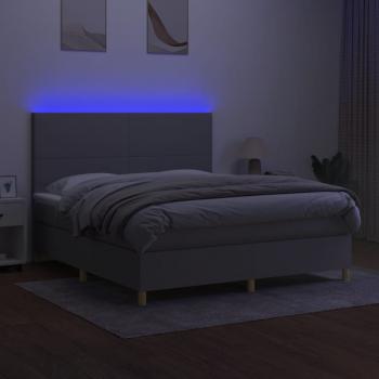 Boxspringbett mit Matratze & LED Hellgrau 180x200 cm Stoff