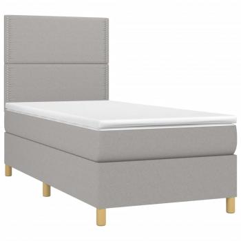 Boxspringbett mit Matratze & LED Hellgrau 100x200 cm Stoff