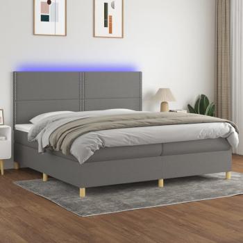 ARDEBO.de - Boxspringbett mit Matratze & LED Dunkelgrau 200x200 cm Stoff