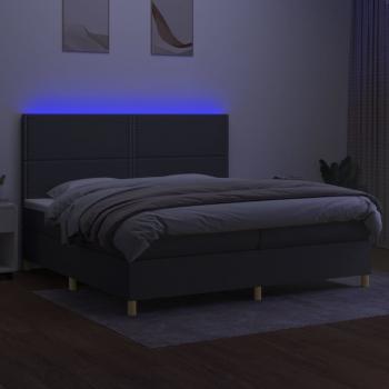 Boxspringbett mit Matratze & LED Dunkelgrau 200x200 cm Stoff