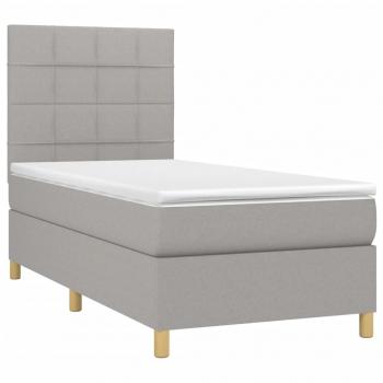 Boxspringbett mit Matratze & LED Hellgrau 90x190 cm Stoff