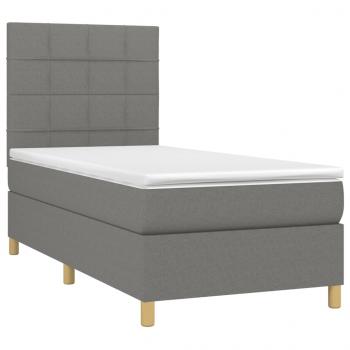 Boxspringbett mit Matratze & LED Dunkelgrau 90x200 cm Stoff