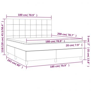 Boxspringbett mit Matratze & LED Dunkelgrau 180x200 cm Stoff