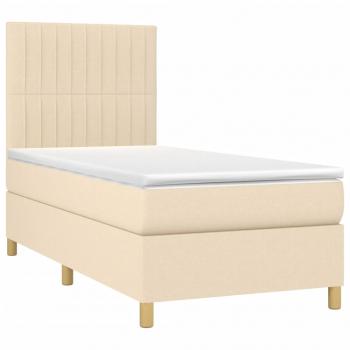 Boxspringbett mit Matratze & LED Creme 90x190 cm Stoff